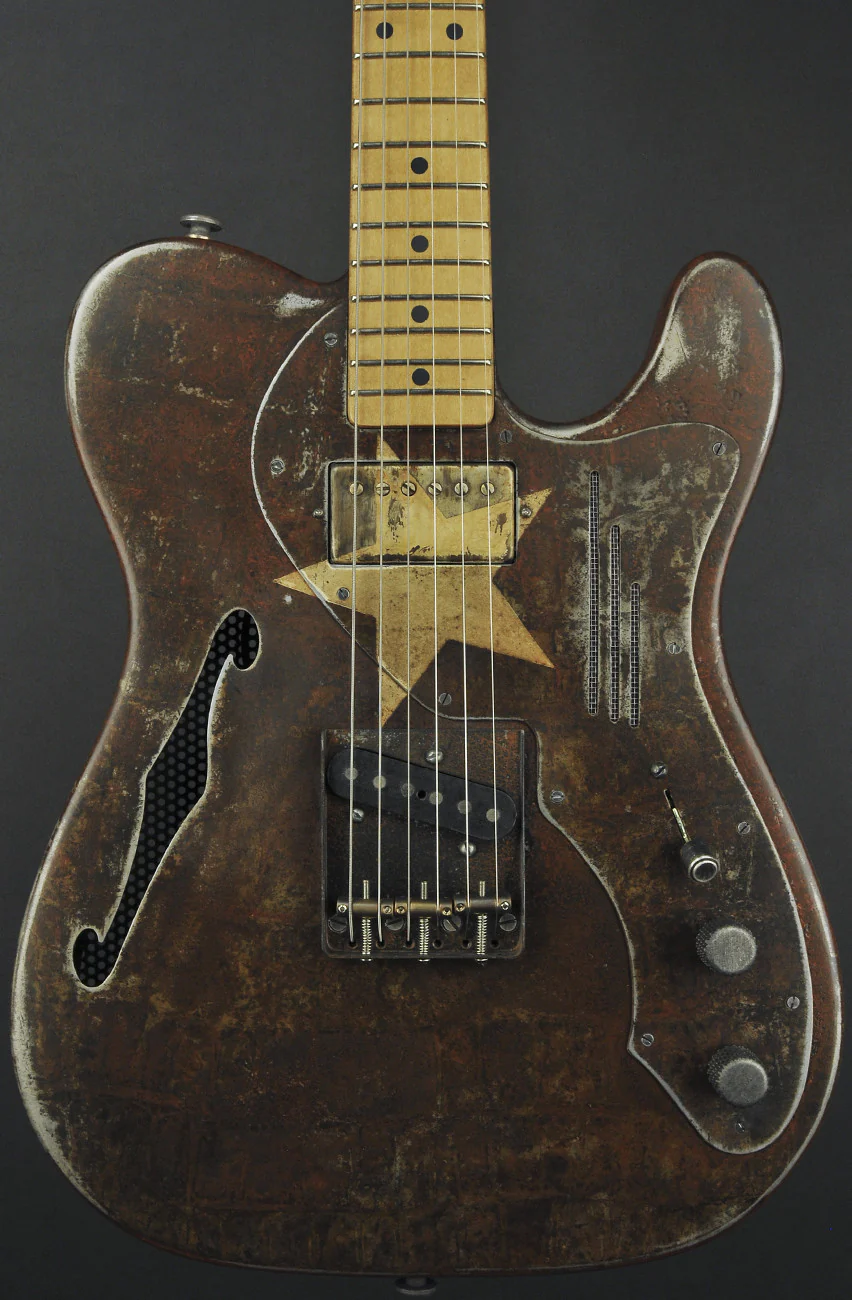 Trussart Deluxe Steelcaster Guitar Rust-O-Matic Cream Star - Image 7