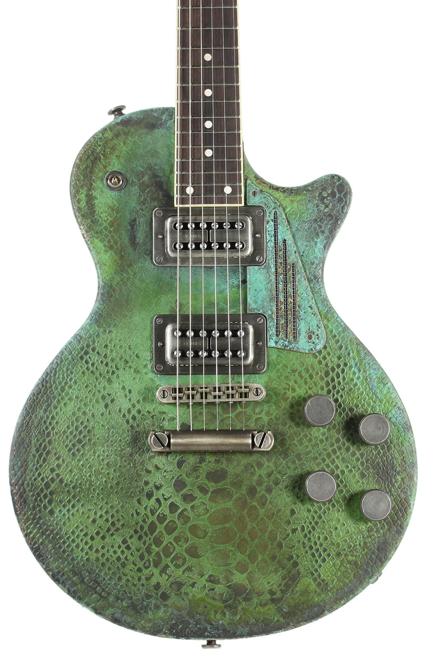 Trussart SteelDeville Guitar in Titanic Green Snakeskin - Image 3