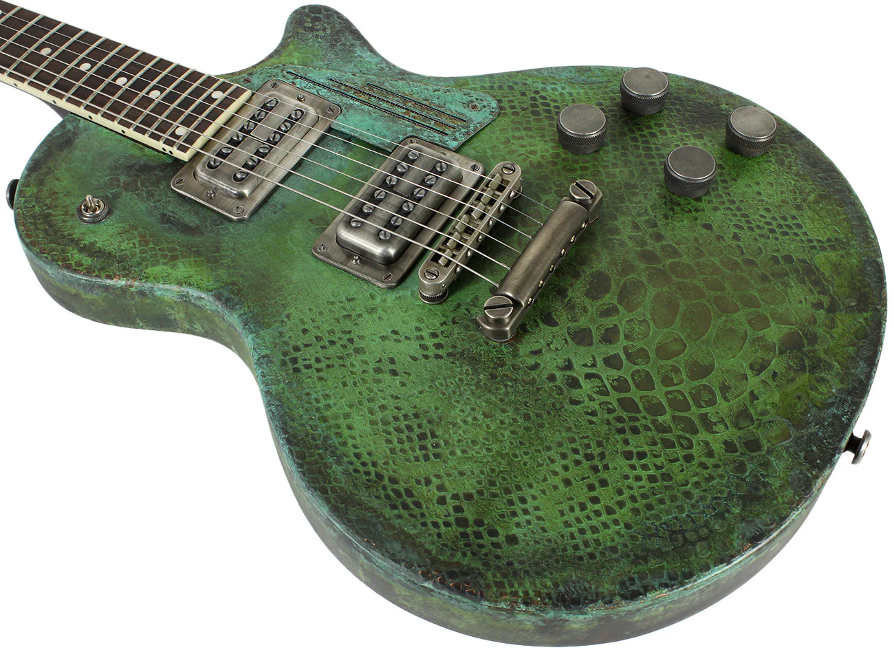 Trussart SteelDeville Guitar in Titanic Green Snakeskin - Image 6
