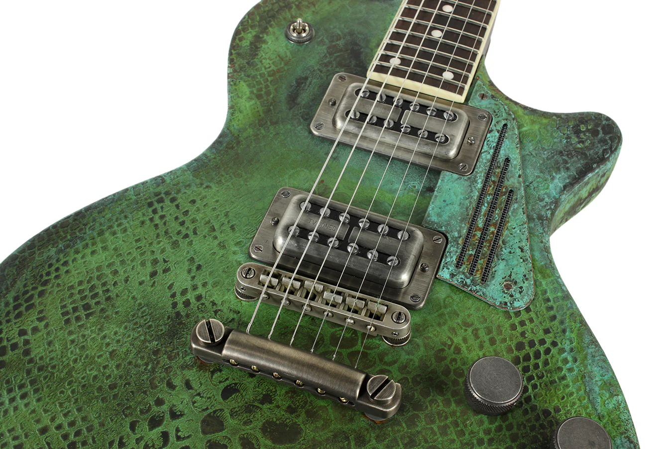 Trussart SteelDeville Guitar in Titanic Green Snakeskin - Image 7