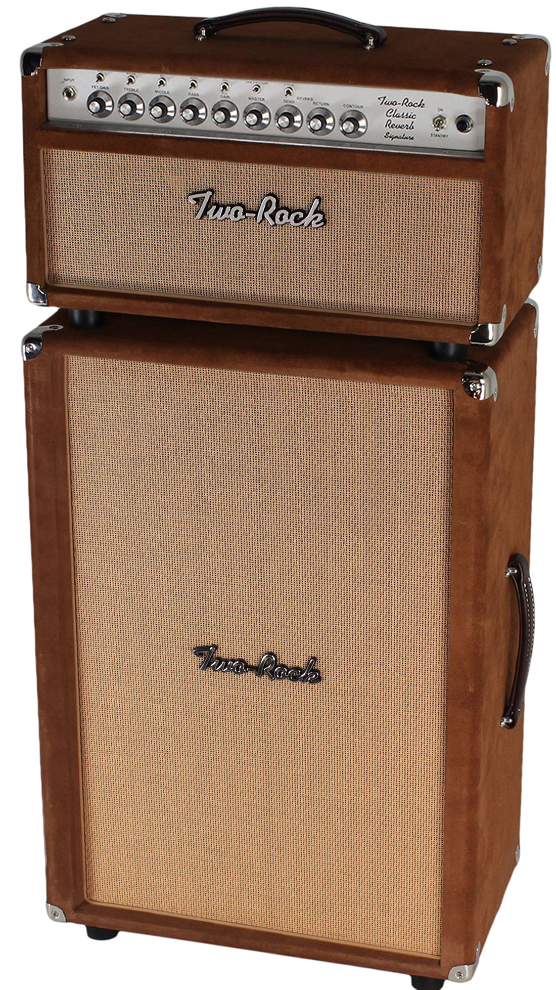 Two-Rock Classic Reverb Signature 100/50 Head, 2x12 Cab, Tobacco Suede, Cane - Image 4
