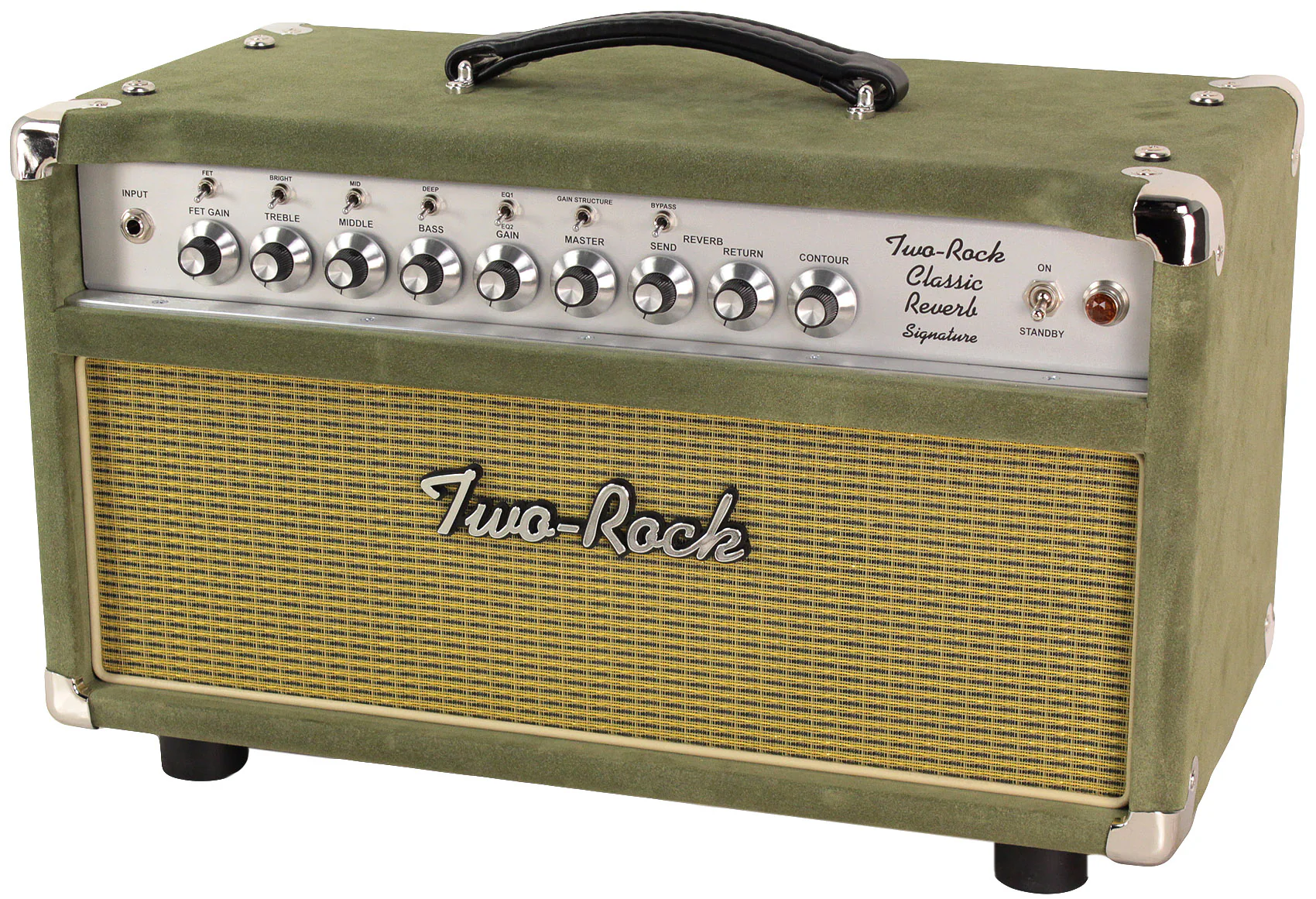 Two-Rock Classic Reverb Signature 100/50 Head, 2x12 Cab, Moss Green Suede - Image 3