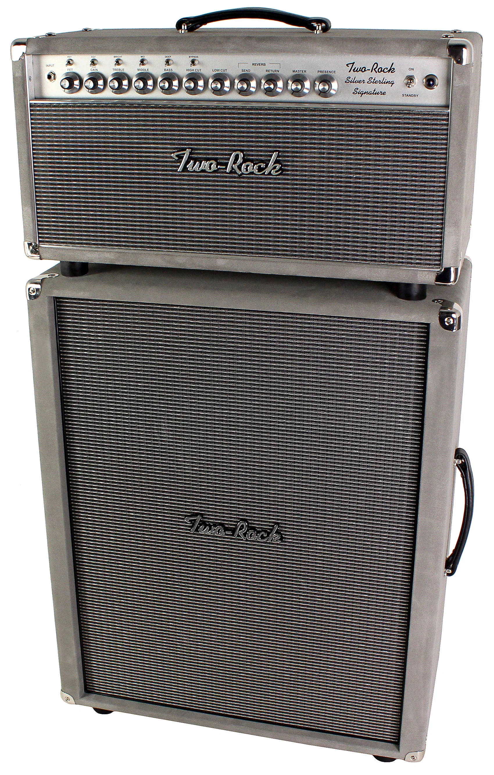 Two-Rock Silver Sterling Signature 150/75 Head, 2x12 SSS Vertical Cab, Silver Suede - Image 5