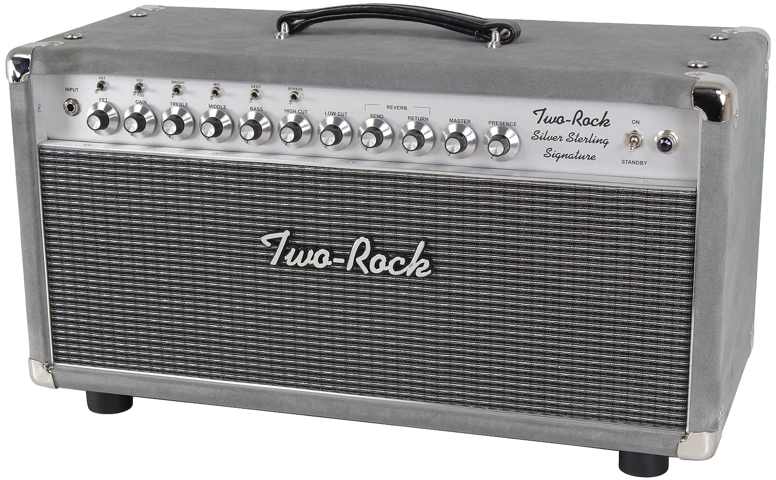 Two-Rock Silver Sterling Signature 150/75 Head, 2x12 SSS Vertical Cab, Silver Suede - Image 7