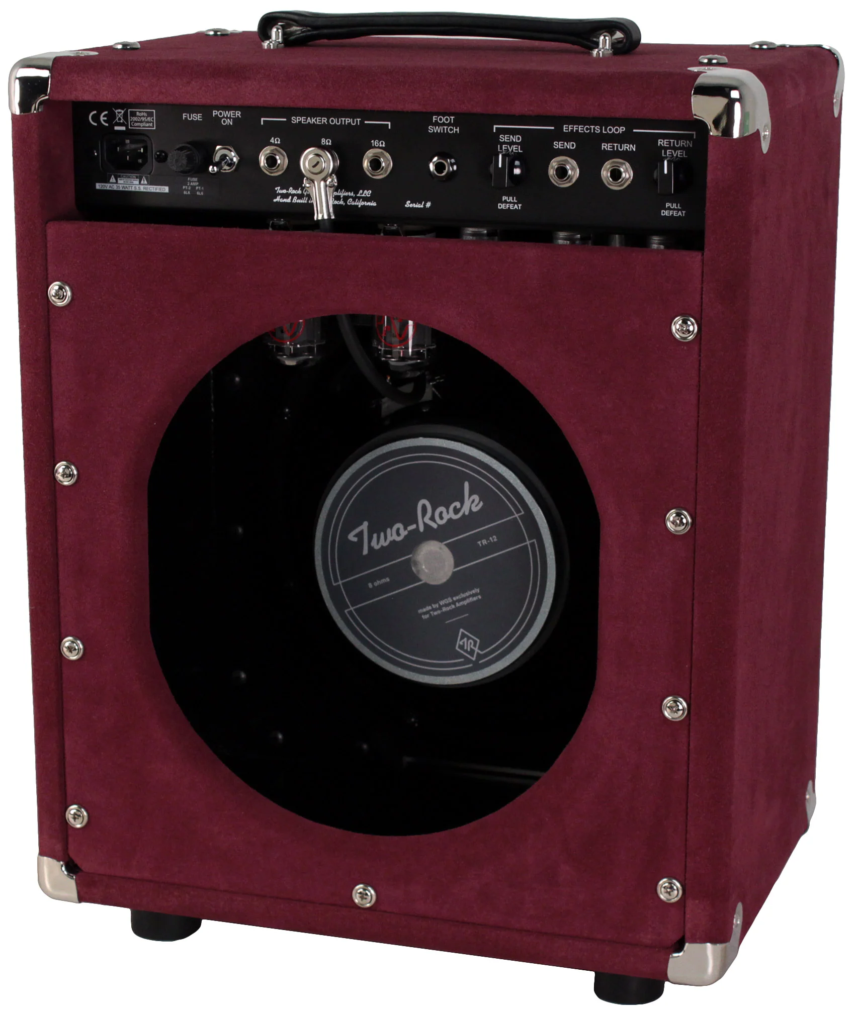 Two-Rock Studio Overdrive 1x12 Combo Amplifier, Burgundy Suede - Image 3