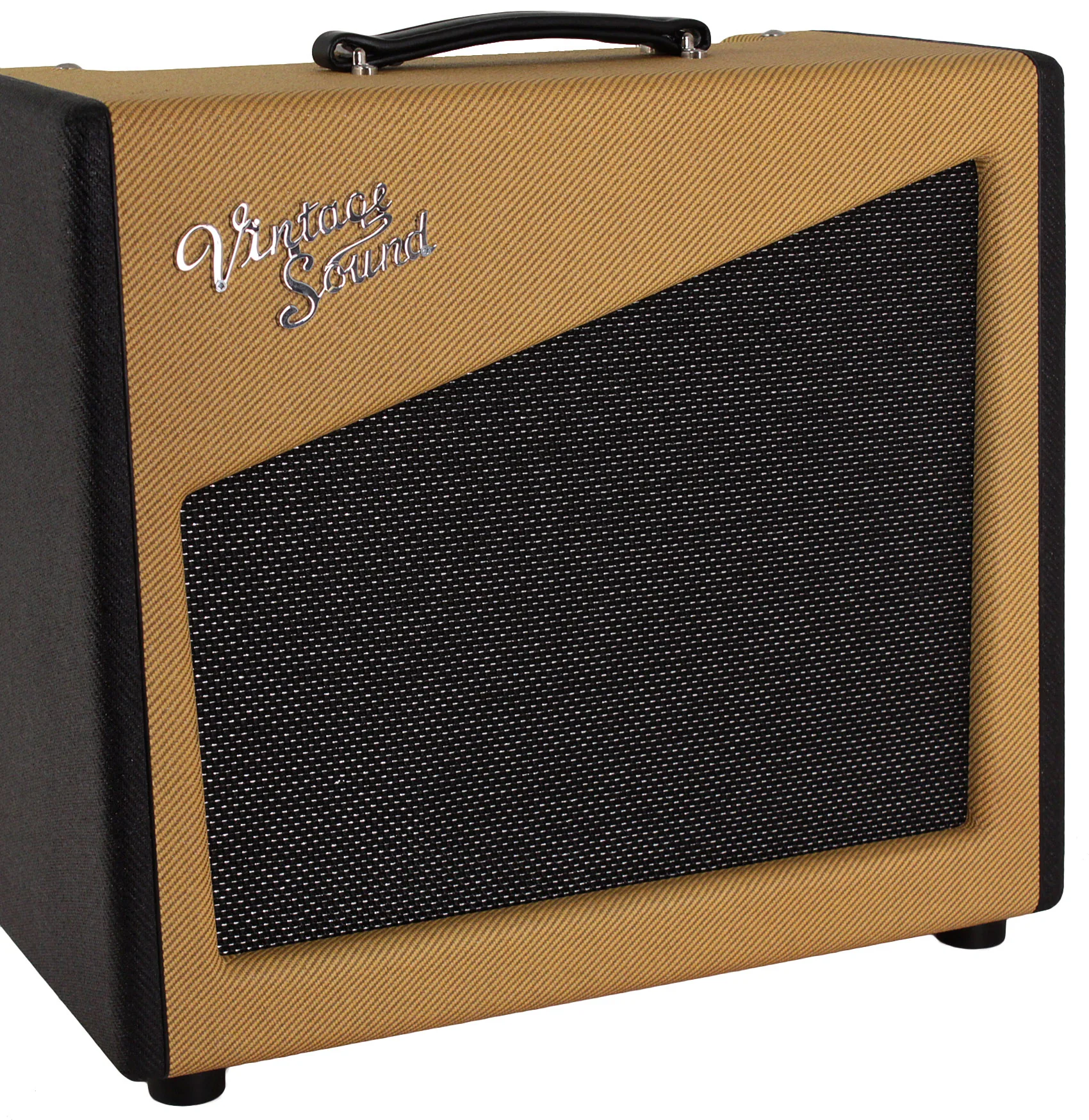 Vintage Sound Retro 25 1x12 Combo Amp, Tweed, Black Tweed, Silver Grille - Image 3